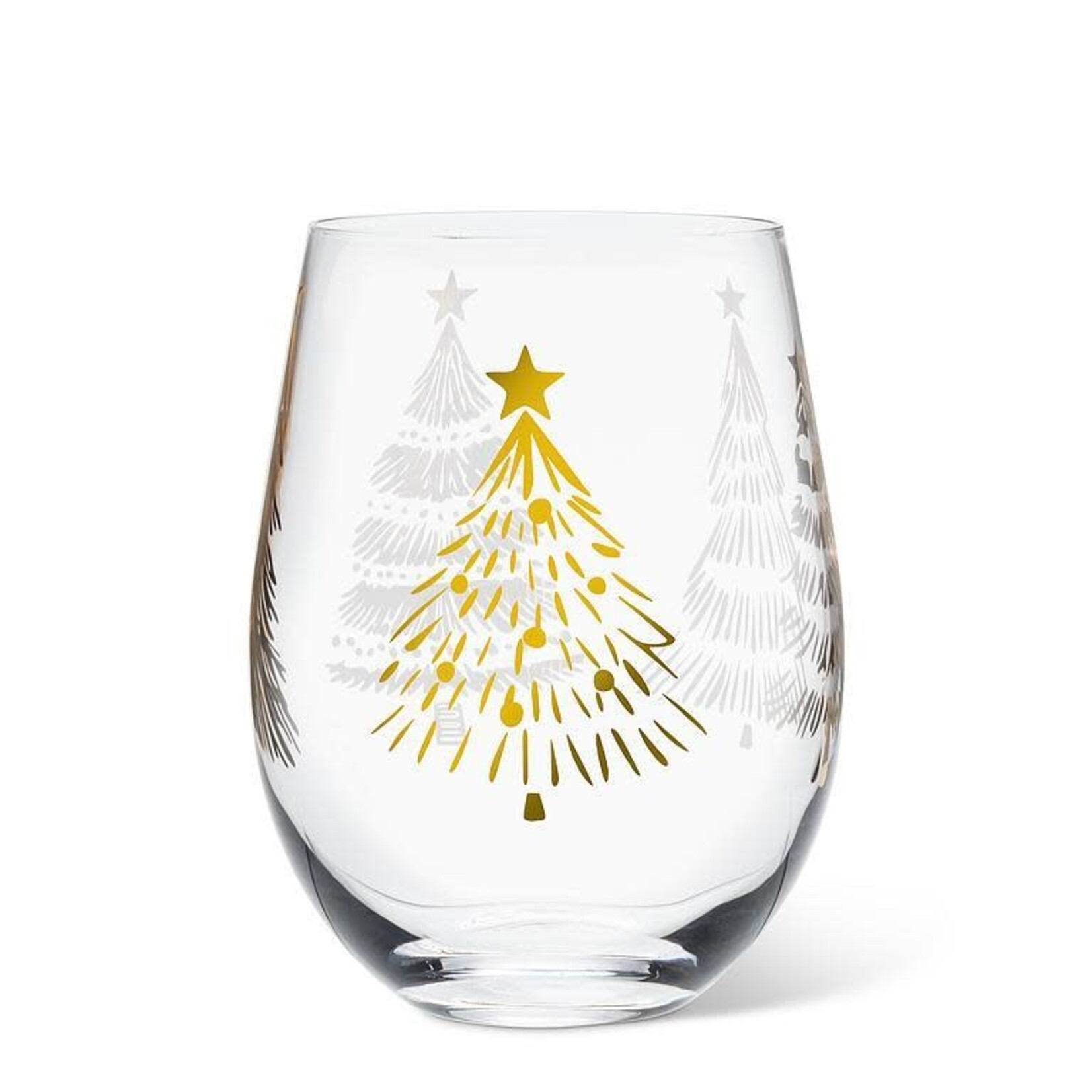 Abbott Verre à vin sans pied avec motif de sapins dorés