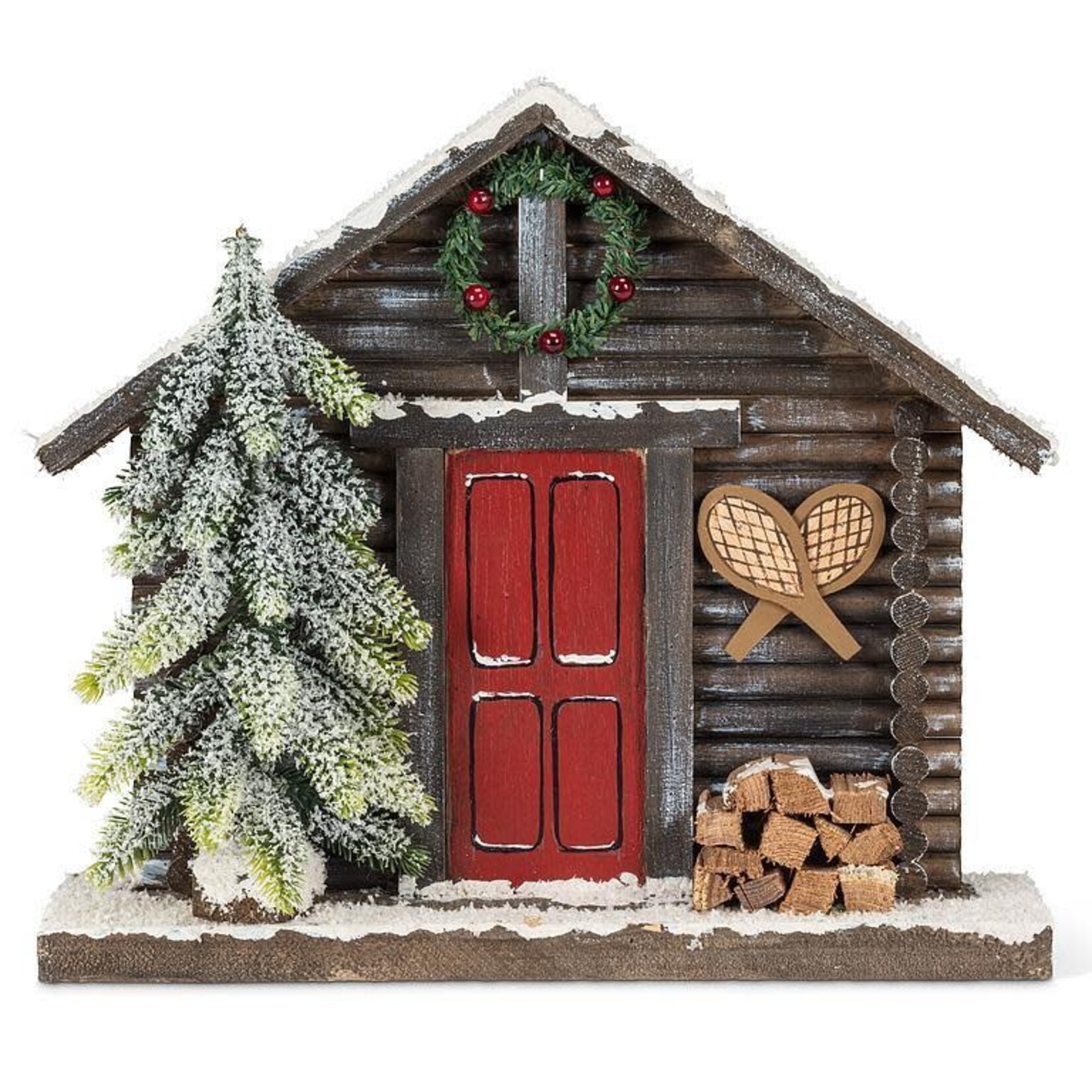 Abbott Décoration de façade de chalet d'hiver en bois