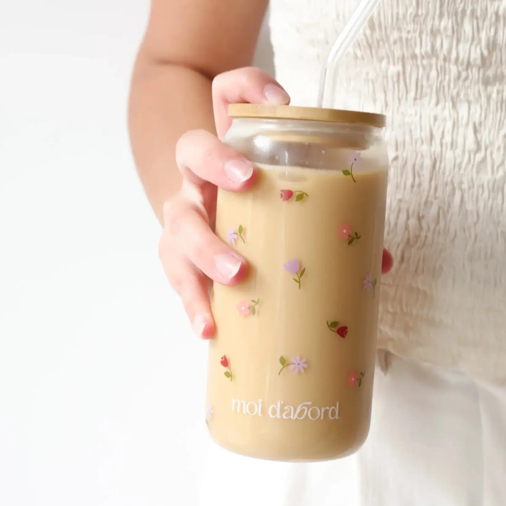 Moi d'abord Tumbler en verre Jardin fleuri