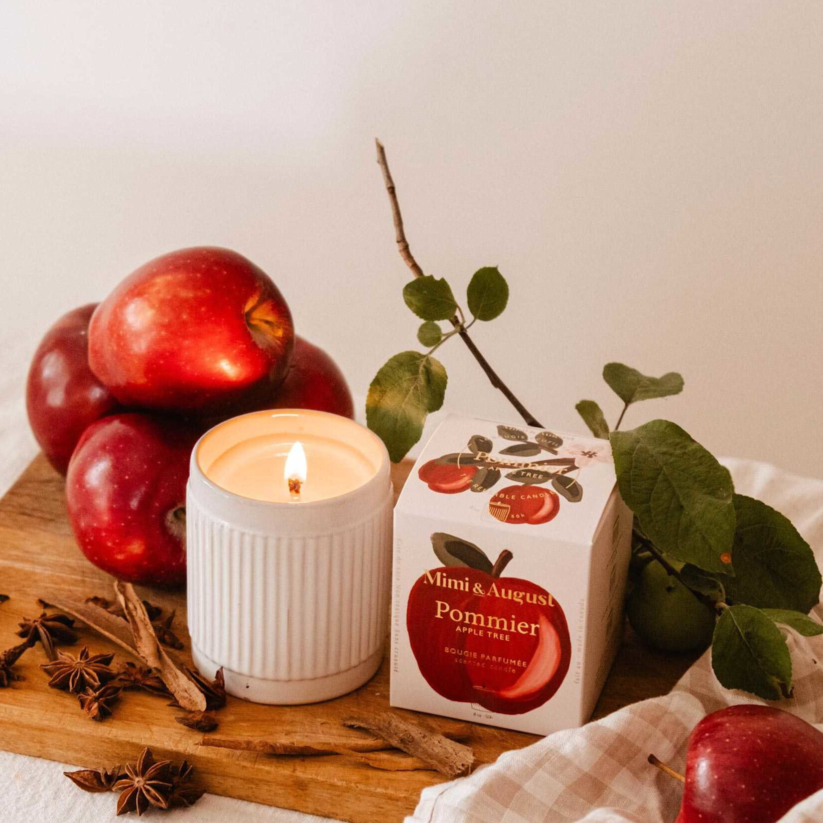 Mimi and August Pommier – Bougie de Soya Réutilisable - 8 0z