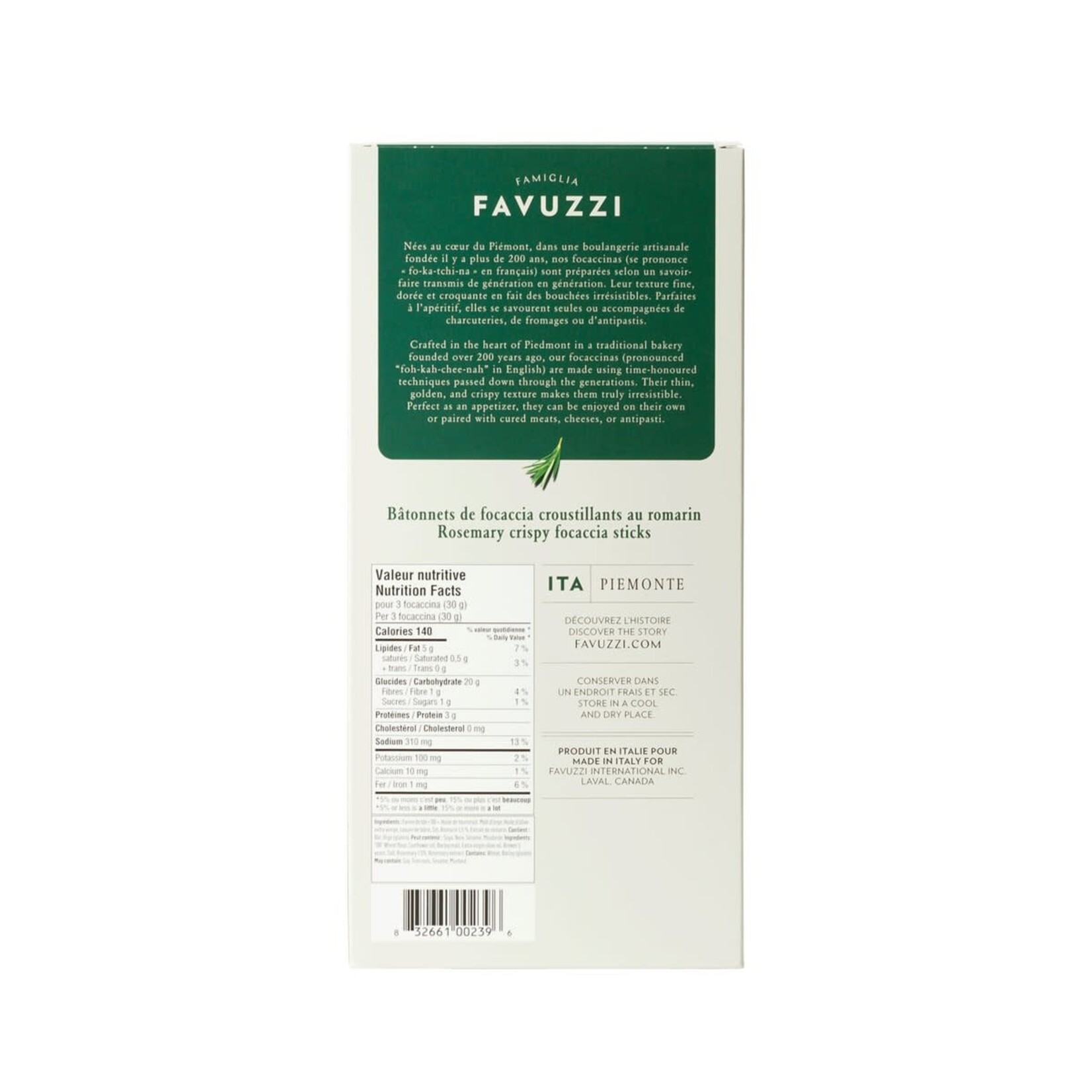 Favuzzi Bâtonnets de focaccia croustillants au romarin