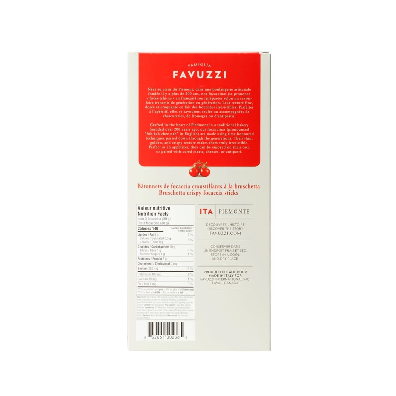 Favuzzi Bâtonnets de focaccia croustillants à la bruschetta