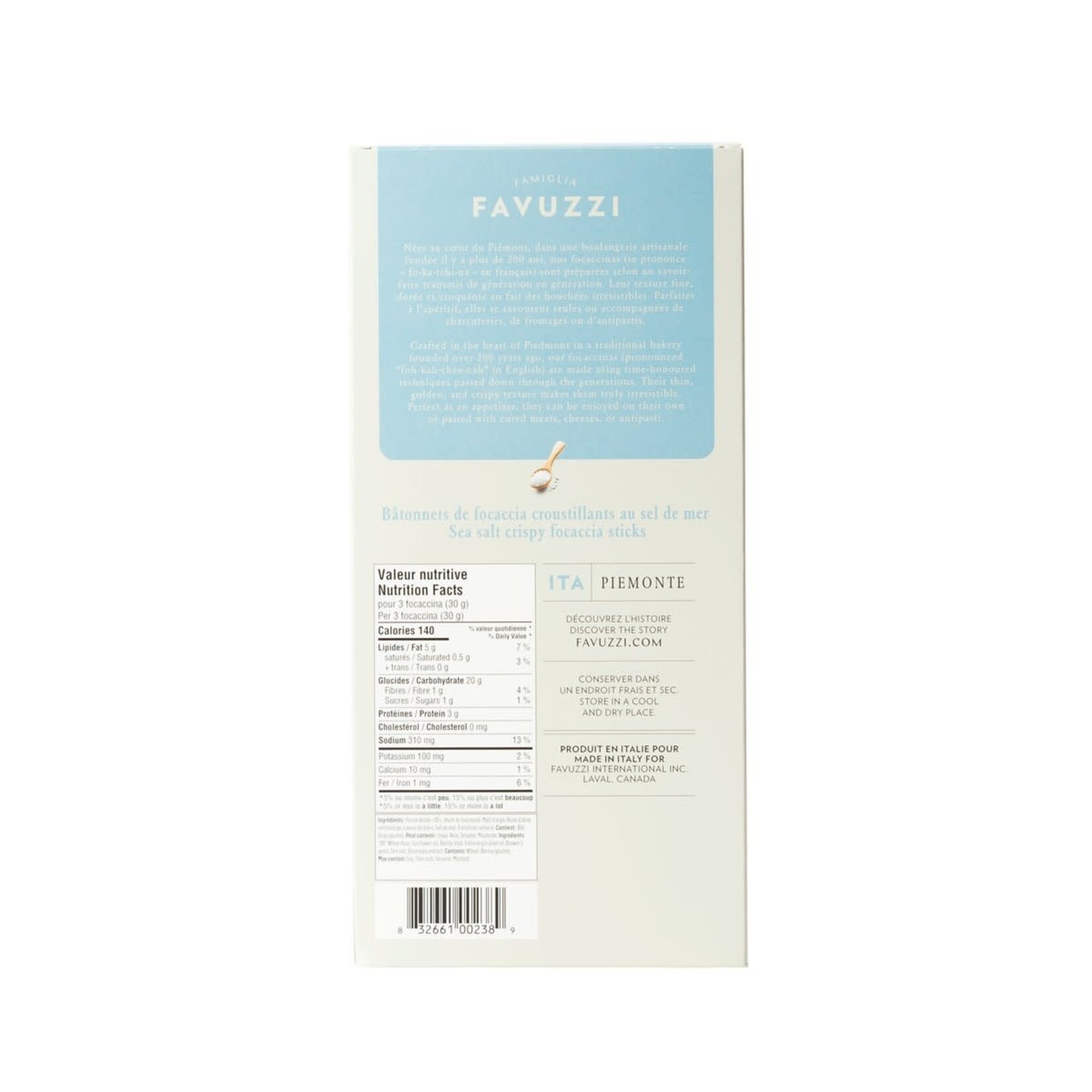 Favuzzi Bâtonnets de focaccia croustillants au sel de mer