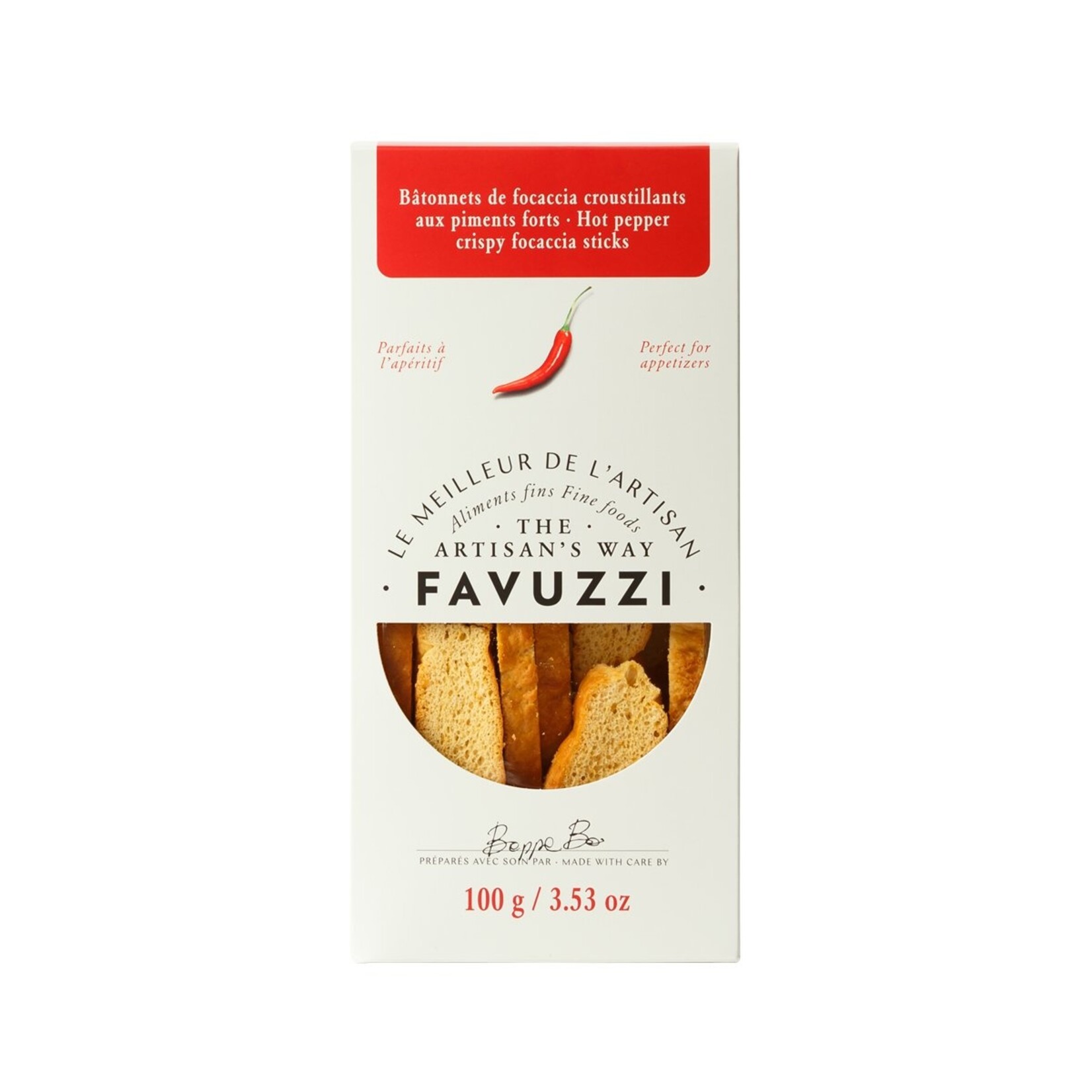 Favuzzi Bâtonnets de focaccia croustillants aux piments forts