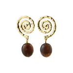 Pilgrim Boucles d'oreilles Still plaqué or et brun