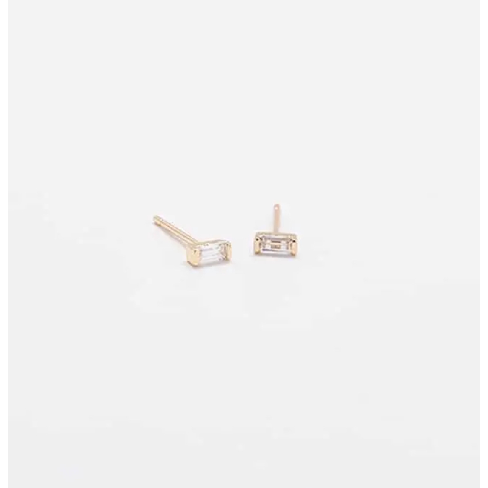Admiral Row Admiral Row White Mini Baguette Gold Studs