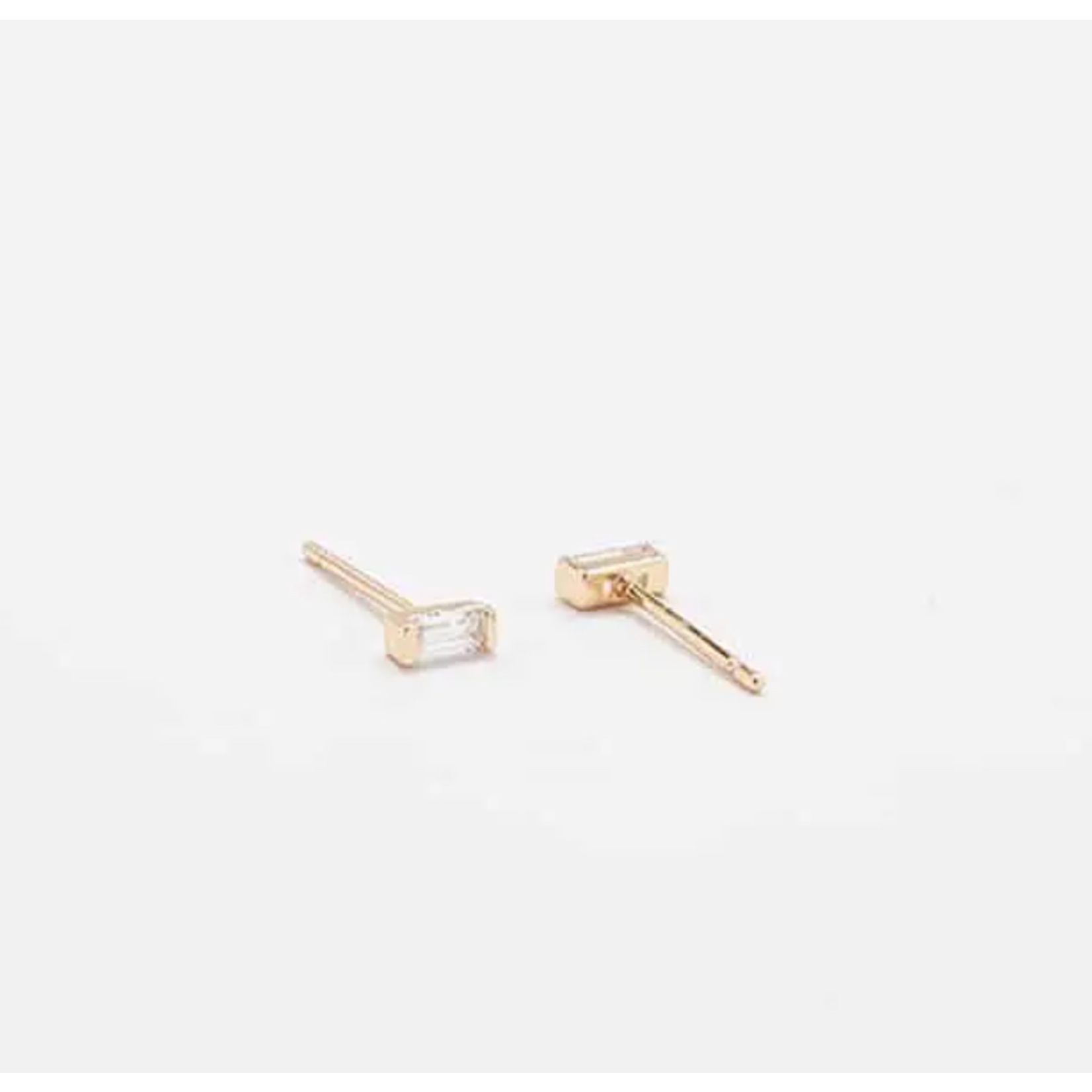 Admiral Row Admiral Row White Mini Baguette Gold Studs