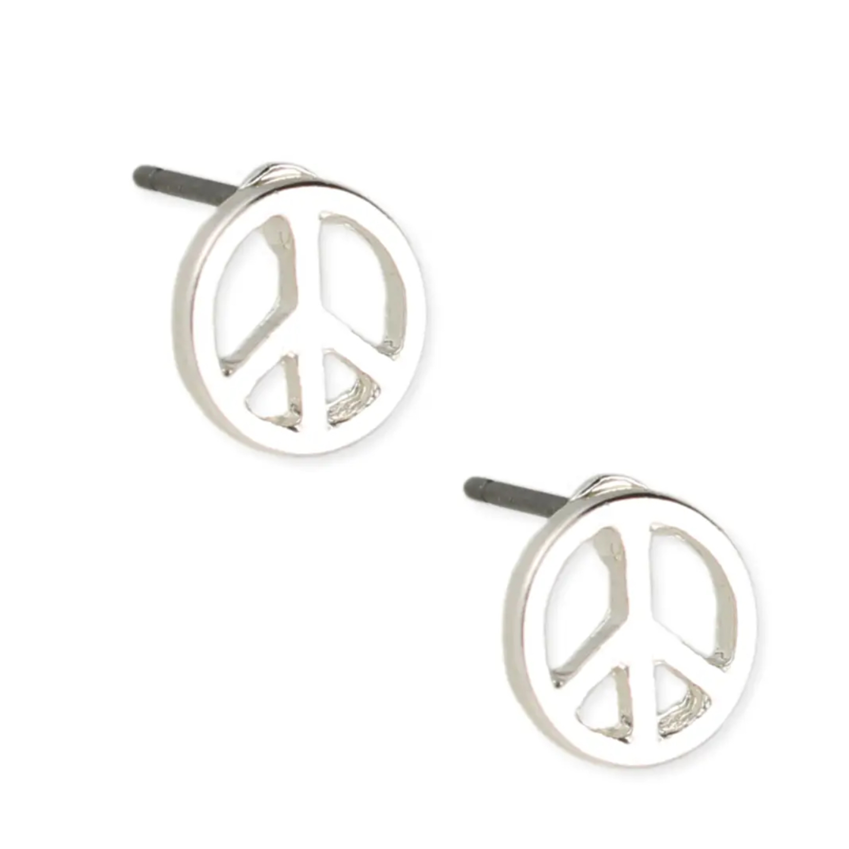 ZAD ZAD Silver Peace Sign Post Earring