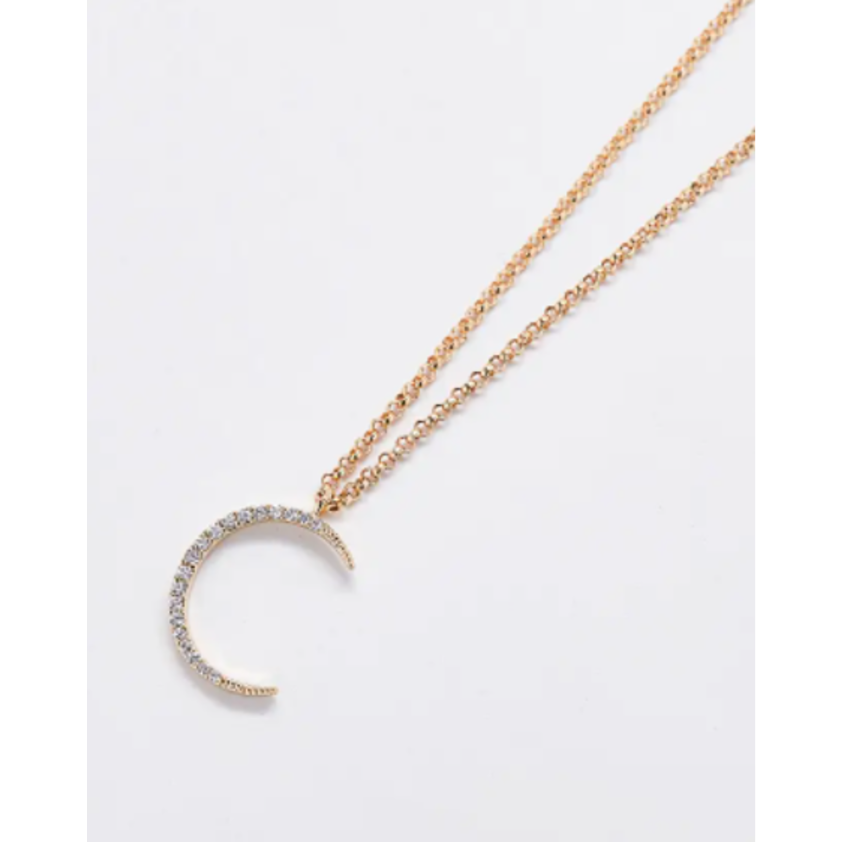 Admiral Row Admiral Row Gold Pave Crescent Moon Necklace