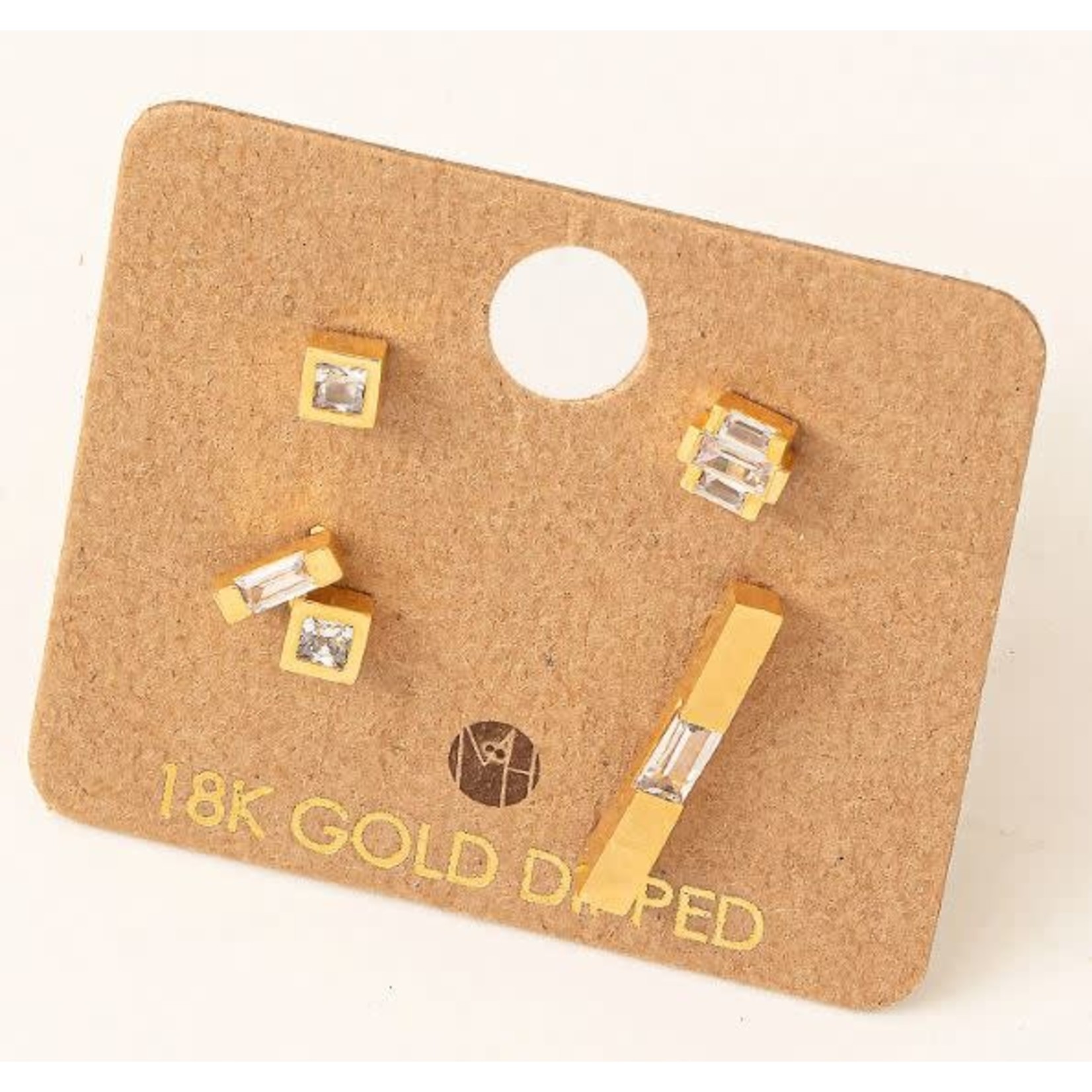 Fame Accessories Fame Mini Square Rhinestone Stud Earring Set