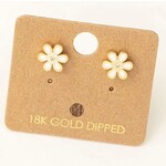 Fame Accessories FA Enamel Flower Stud White