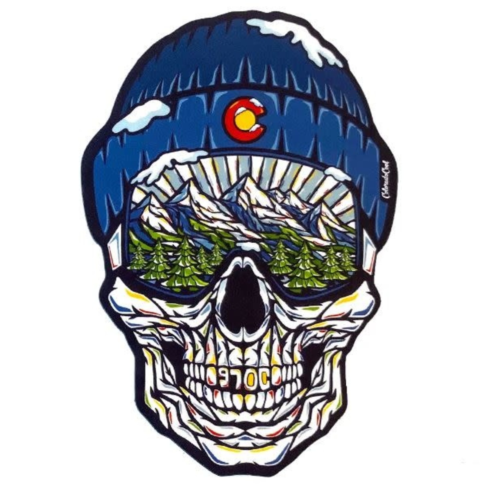 Colorado Cool CC Skull Sticker Navy