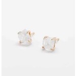 Admiral Row AR White Quartz Gold Claw Studs