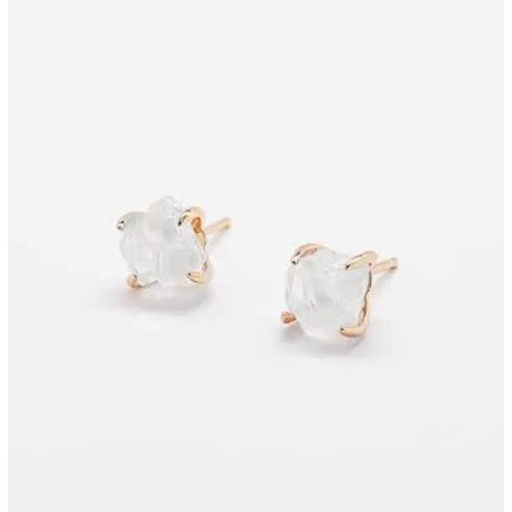 Admiral Row AR White Quartz Gold Claw Studs