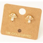 Fame Accessories F Mini Rhinestone Mushroom Gold