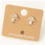 Fame Accessories F Mini Rhinestone Mushroom Silver