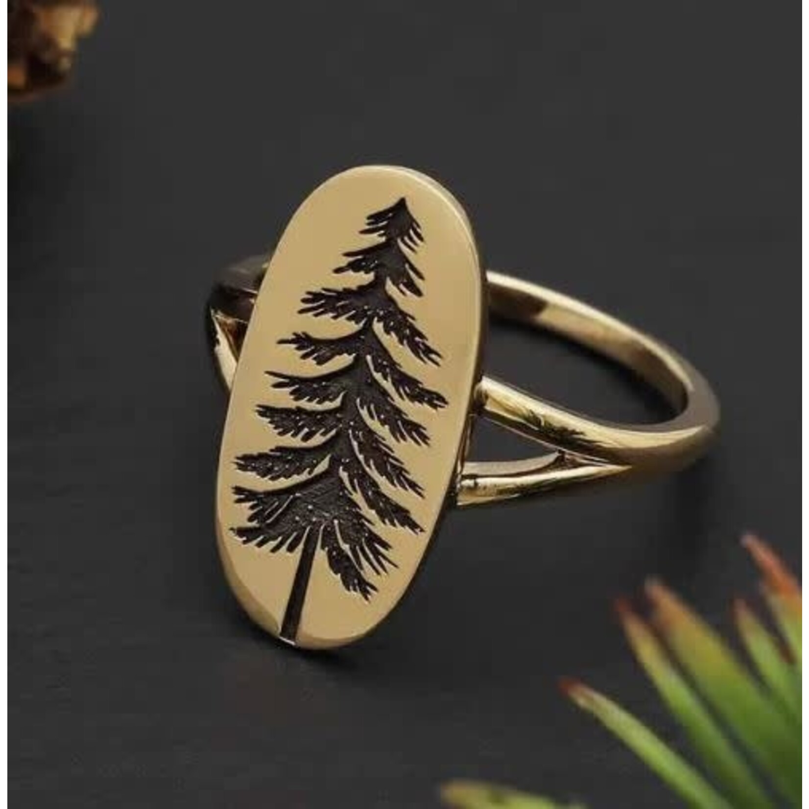 Nina Designs Etched Pine Tree Ring