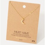 Fame Accessories FA Mini Crescent Moon Pendant Necklace Gold