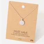 Fame Accessories F Pave Circle Necklace Silver