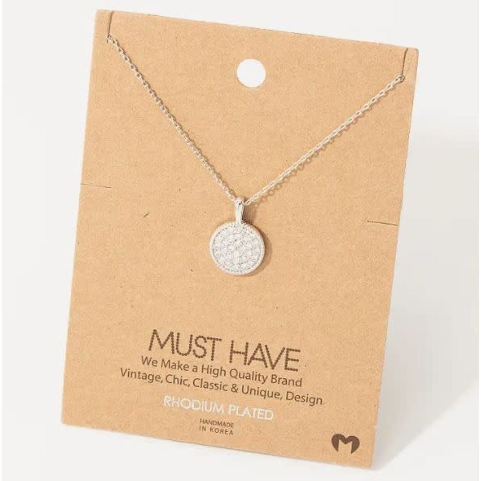 Fame Accessories F Pave Circle Necklace Silver