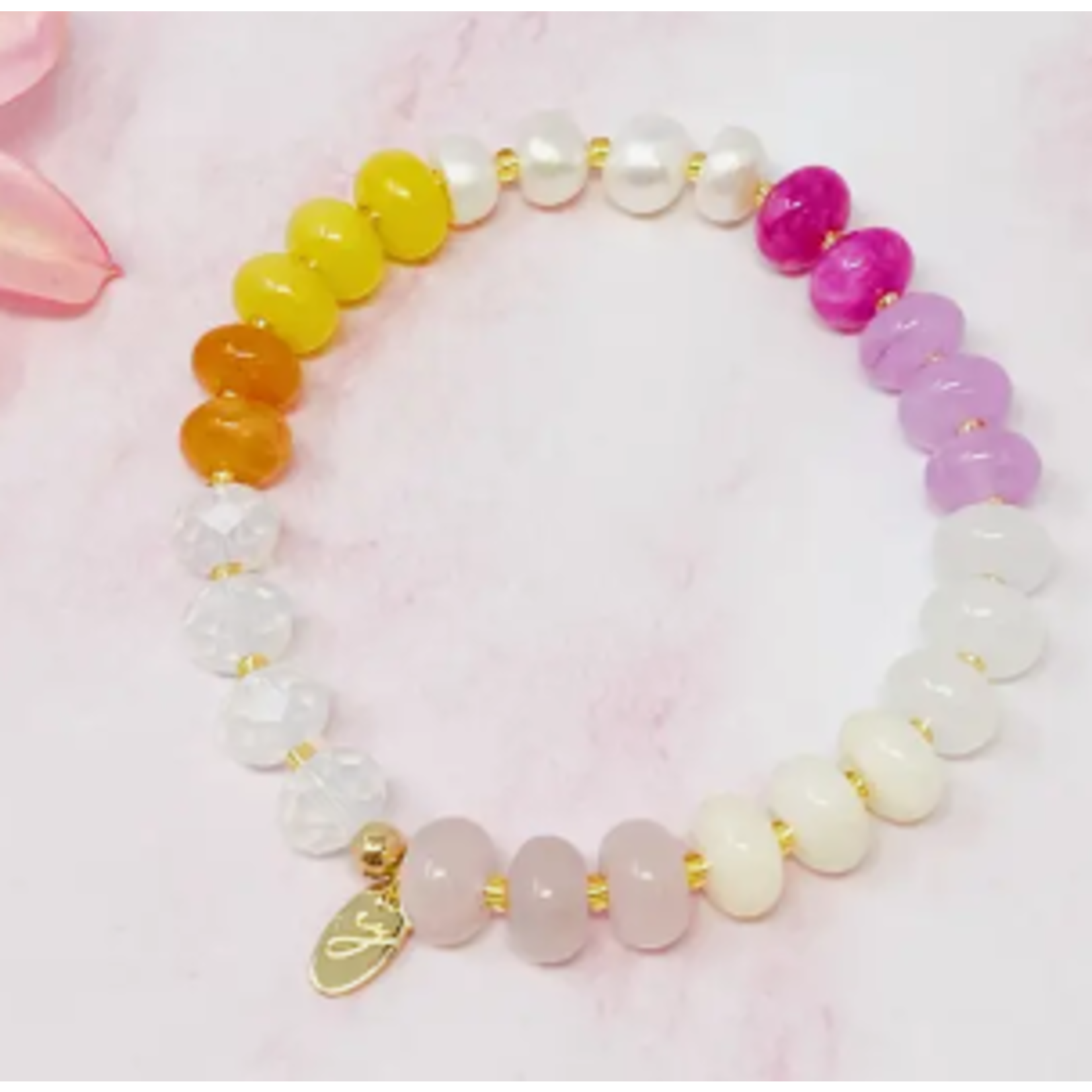 Ellison+Young E+Y Semi-Precious Bauble Stretch Bracelet Blush