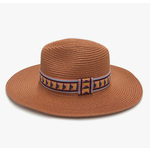 Fashion City FC Multi-Colored Aztec Pattern Band Panama Hat Rust