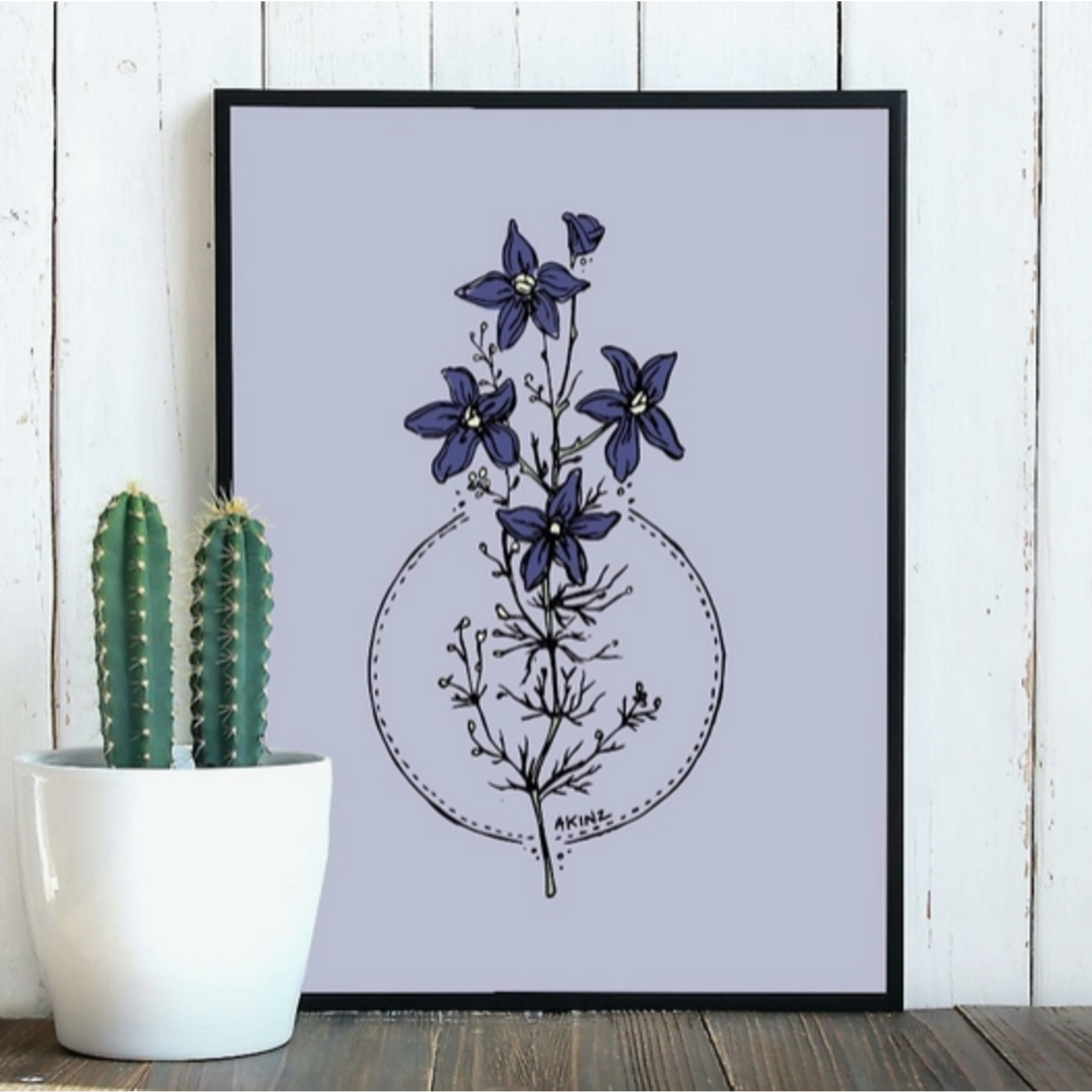 Akinz Akinz Larkspur Art Print - 8" X 10"