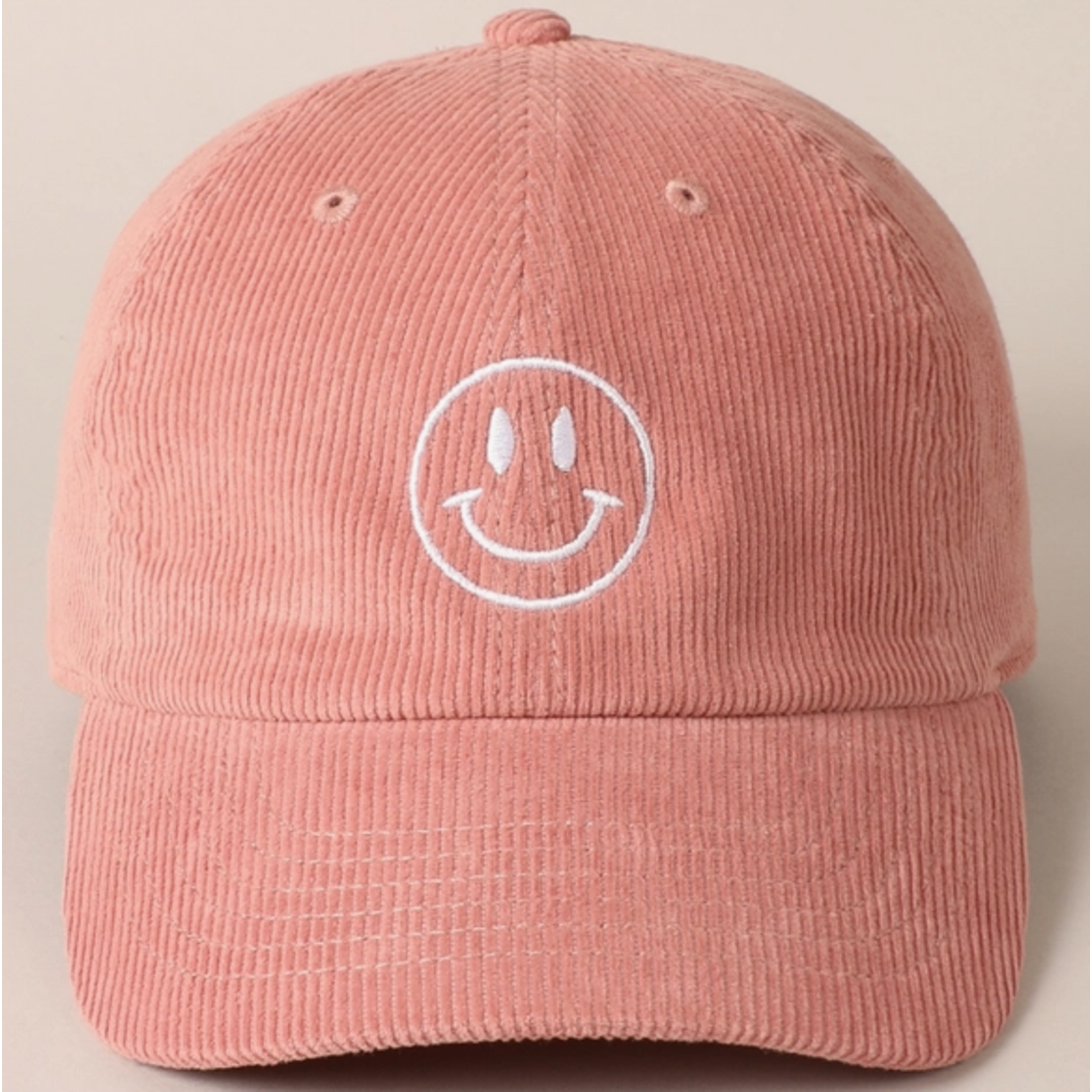 Fashion City FC Happy Face Embroidered Cord Hat Mauve