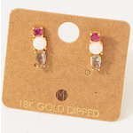 Fame Accessories F Mini Opal Rhinestone Drop Earrings