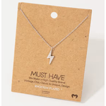 Fame Accessories Fame Pave Lightning Bolt Pendant Necklace Silver