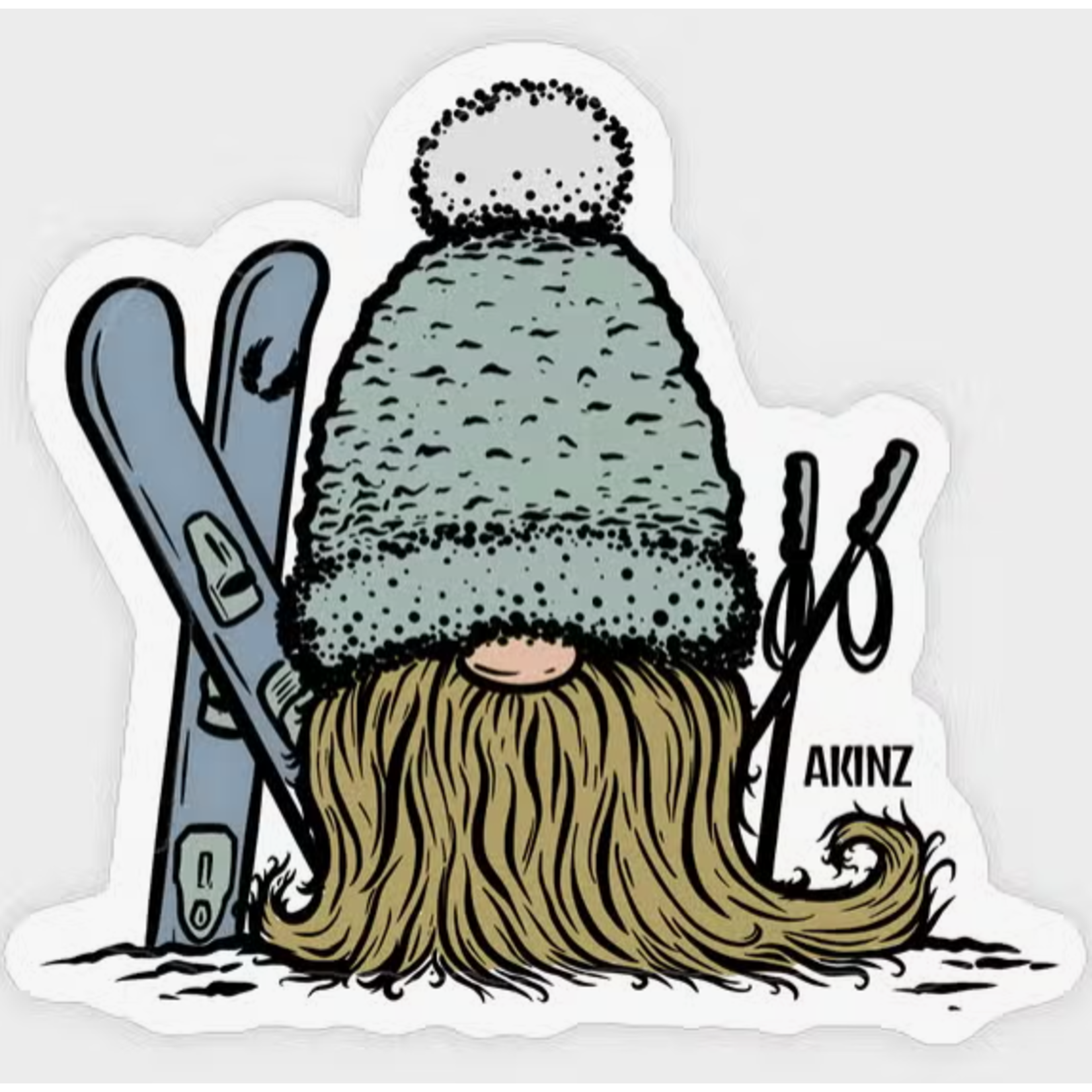 Akinz Akinz Go Big Go Gnome Ski Sticker