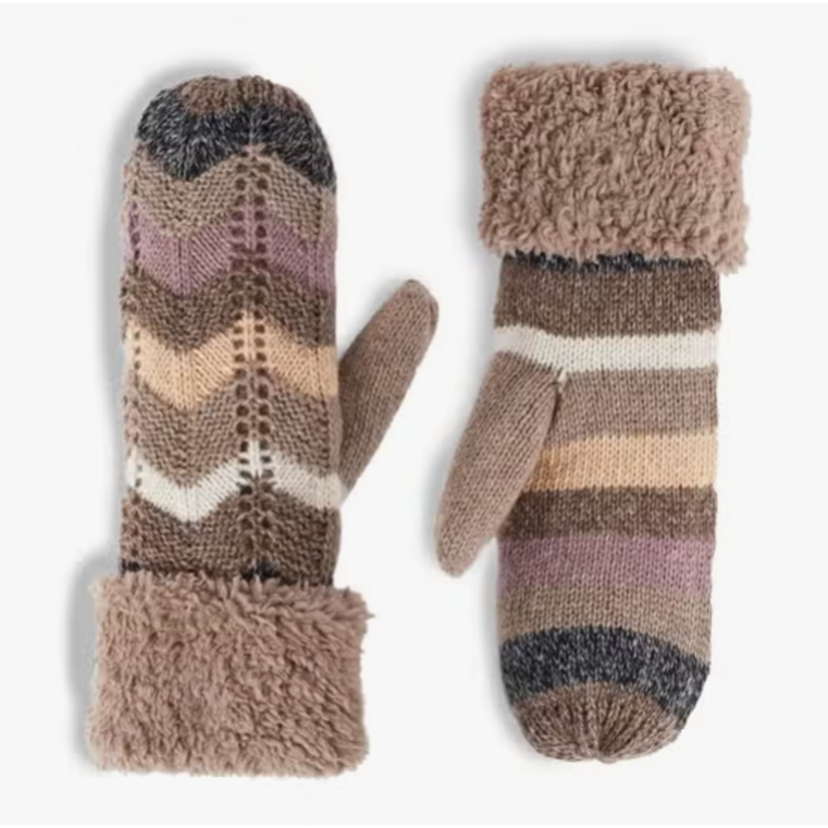 Coco & Carmen C&C Chevron Crochet Mittens Mushroom