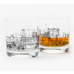 Black Lantern BL Locomotive Blueprints Whiskey Glasses