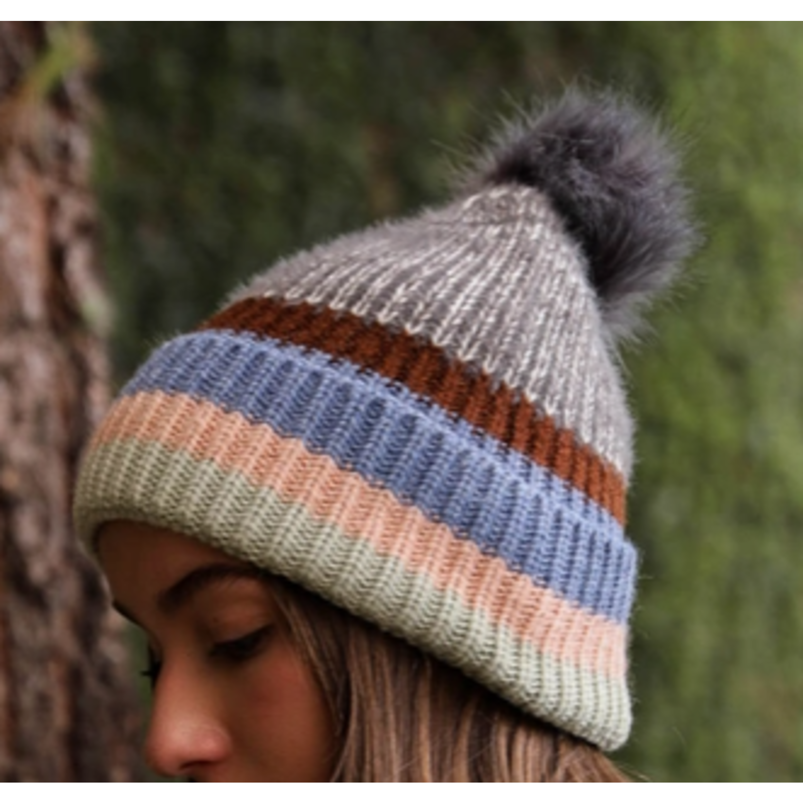Leto Accessories Leto Cozy Multi Stripe Pastel Beanie