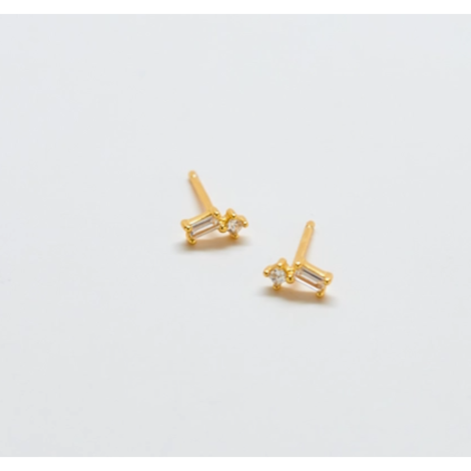 Admiral Row AR Geo Baguette Gold Studs