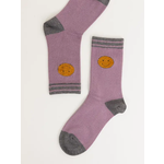 Leto Accessories Leto Smiley Face Embroidered Crew Socks Lavendar