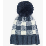 FC Solid Checkered Cuff Beanie with Pom Navy