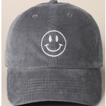 Fashion City FC Happy Face Embroidered Corduroy Baseball Cap Blue
