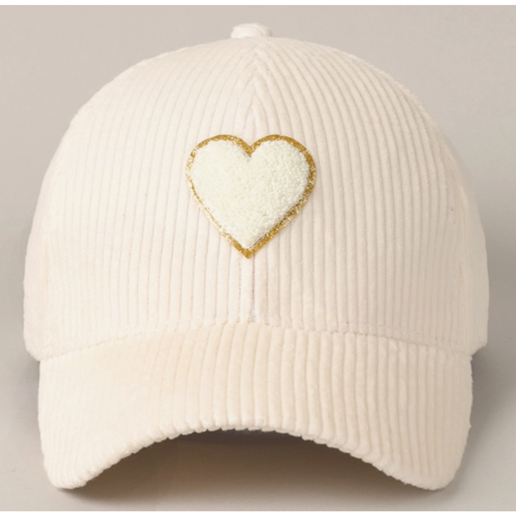 Fashion City FC Cord Heart Patch Hat Off White