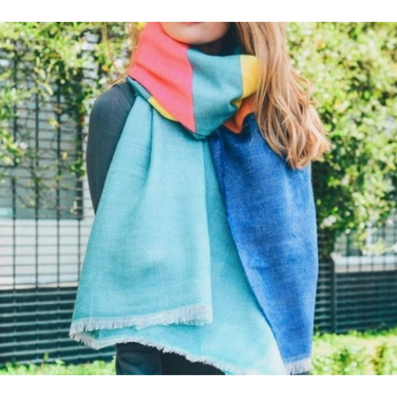 Leto Accessories Leto Colorblock Scarf Neon