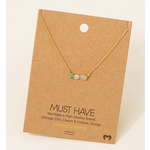 Fame F Triple Stud Bar Charm Necklace Green