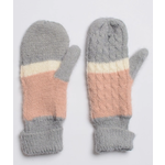 Leto Accessories Leto Ultra Soft Mohair Wide Stripe Mitten Pink/Gray