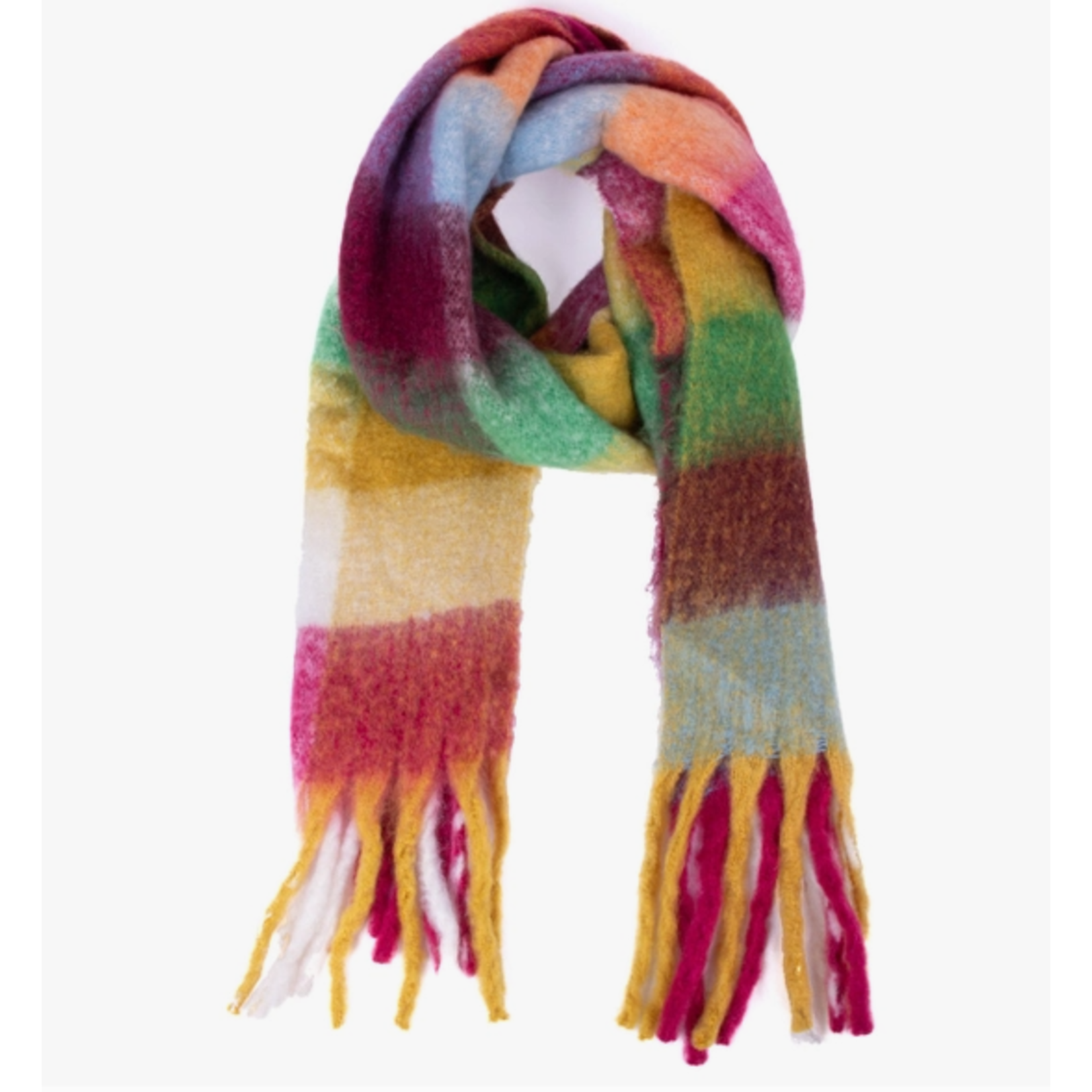 Selini SNY Multi-Color Checked Oversized Tassel Scarf