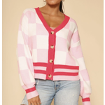 Miss Sparkling MS Checkered Knit Cardigan