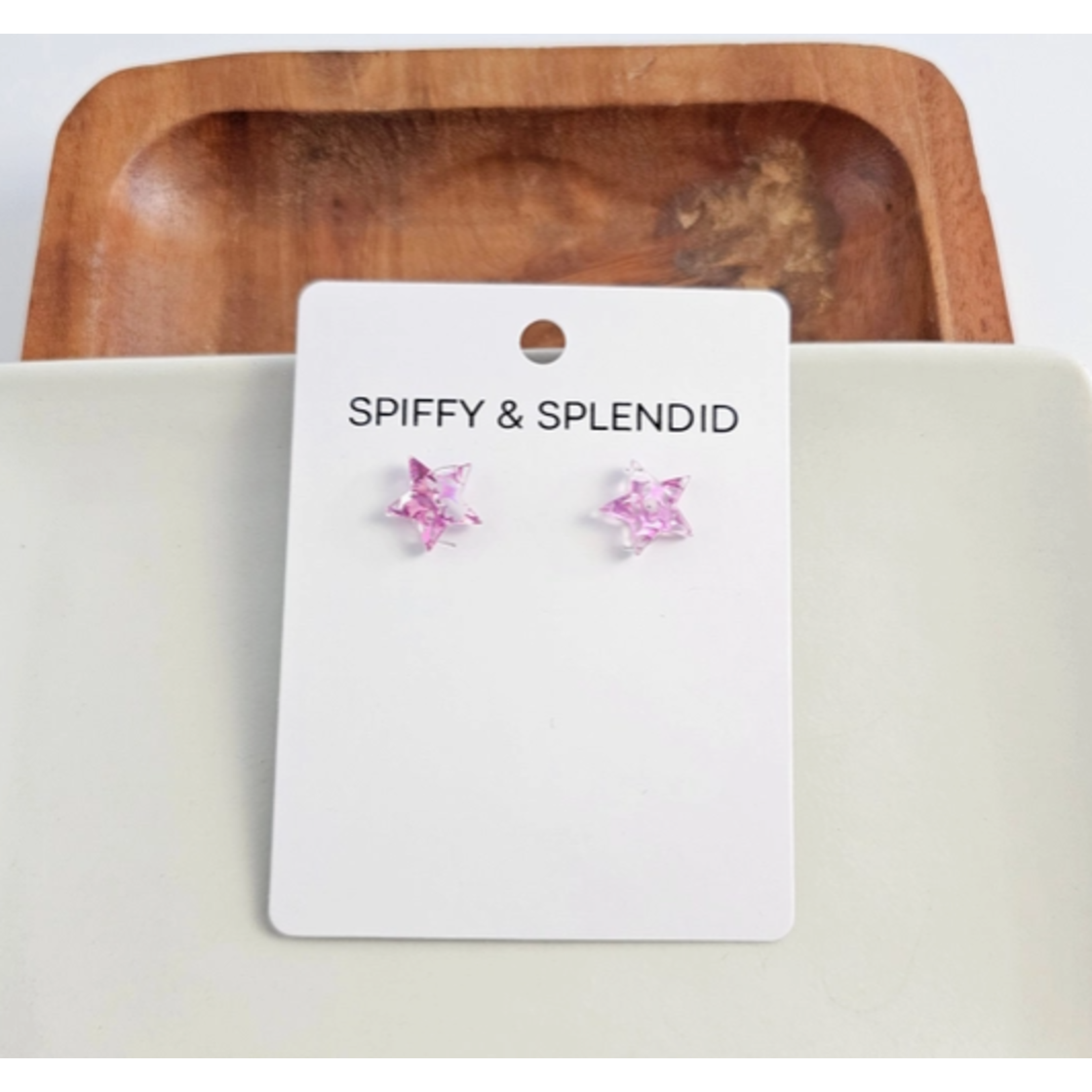 Spiffy & Splendid S&S Star Studs - Pink Glitter