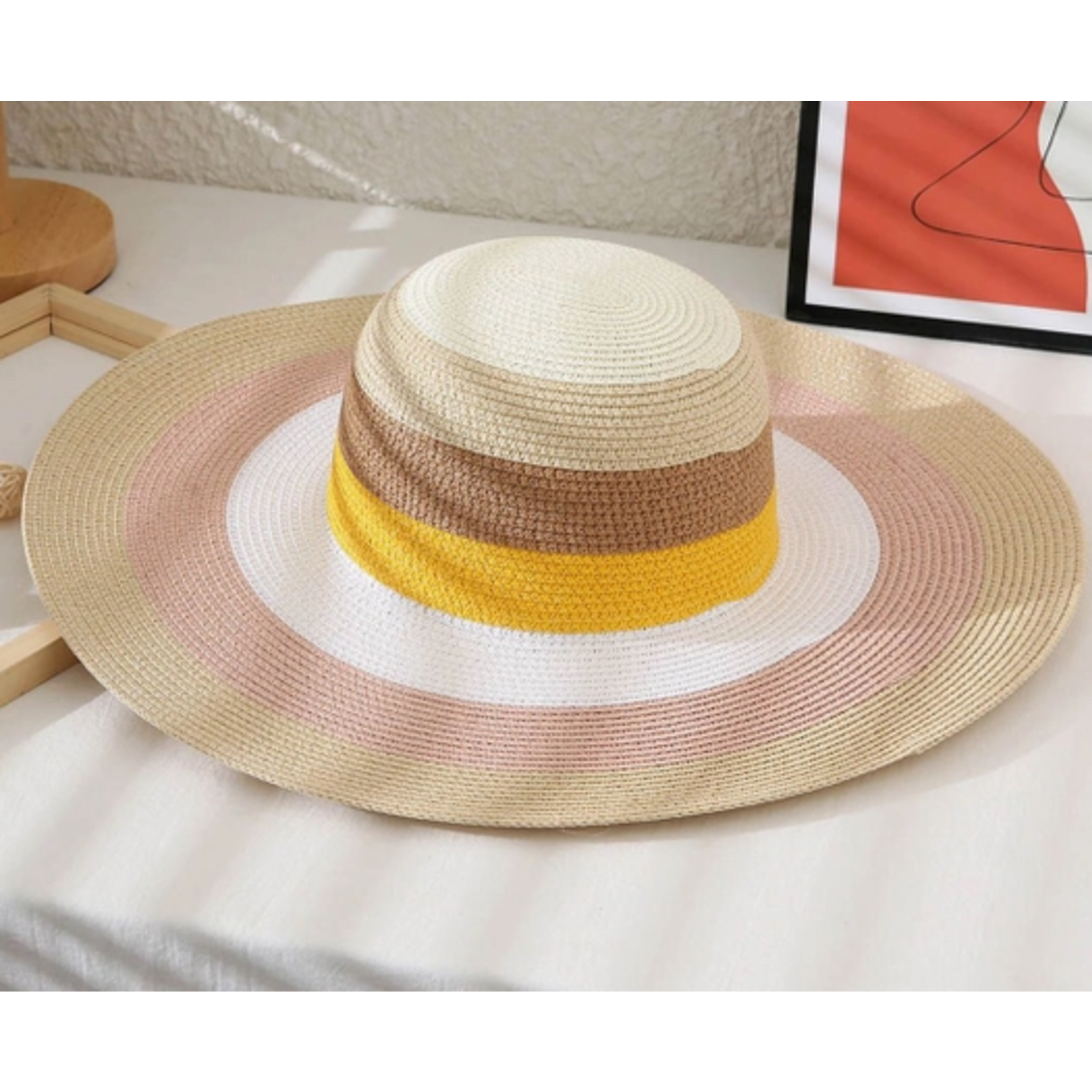 Suzie Q SQ Multi Colored Sun Hat Beige