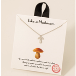 Fame Accessories Fame Gold Dipped Pave Mushroom Pendant Necklace Silver