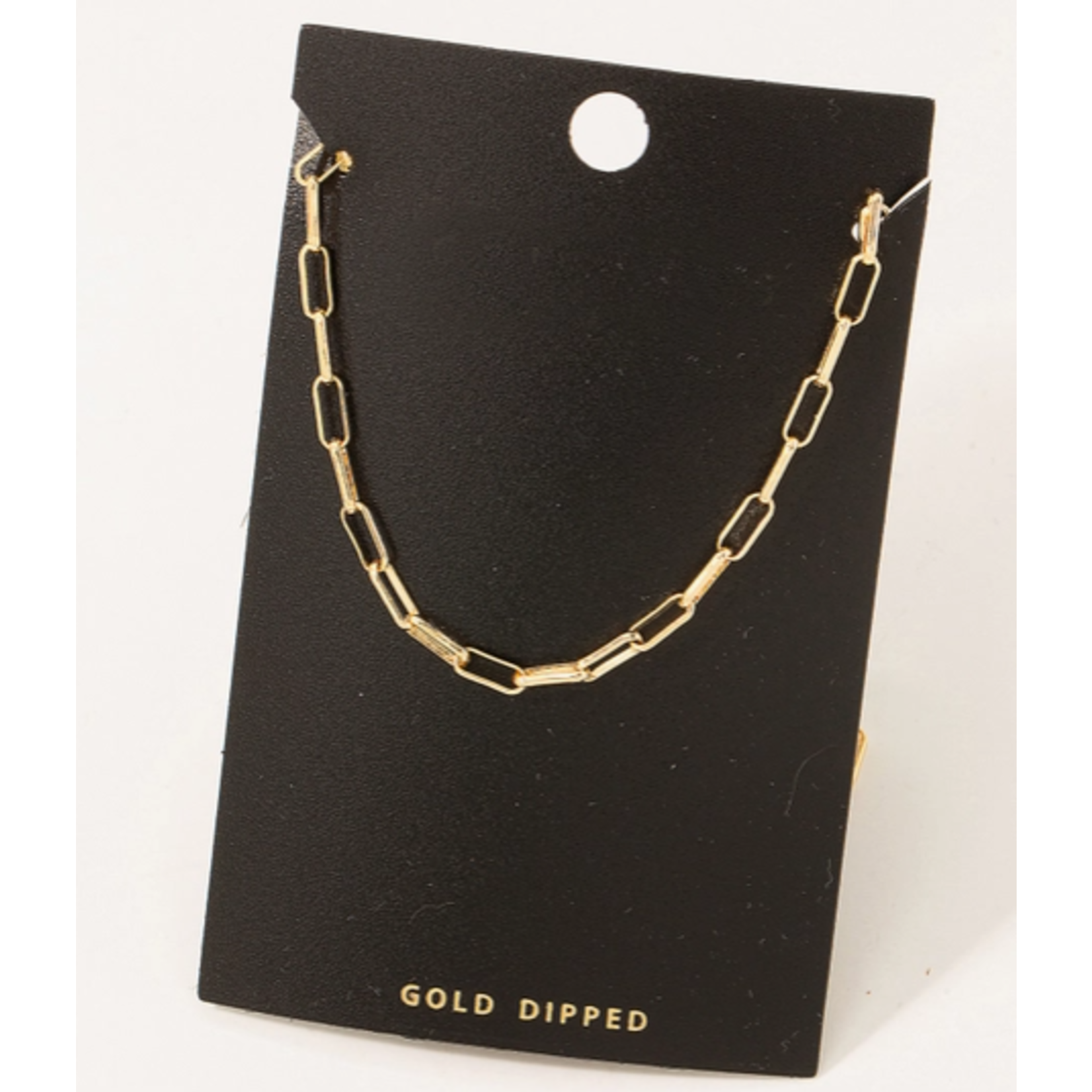 Fame Accessories Fame Gold Dipped Rectangle Chain Link Necklace Gold