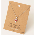 Fame Accessories Fame Mini Red Mushroom Pendant Dainty Necklace Silver