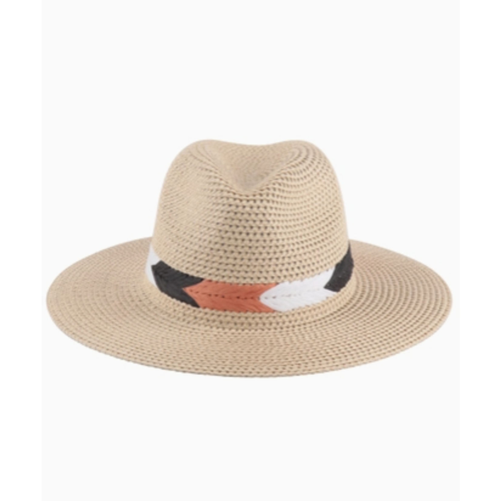 MYS Panama Brim Summer Hat with Braided Stripe Accent Ivory